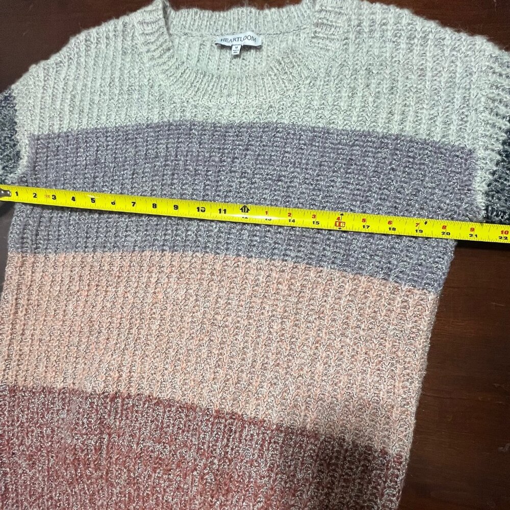 Heartloom Long Sleeve Knit sweater Medium Gray Mauve peach stripe - Picture 8 of 12